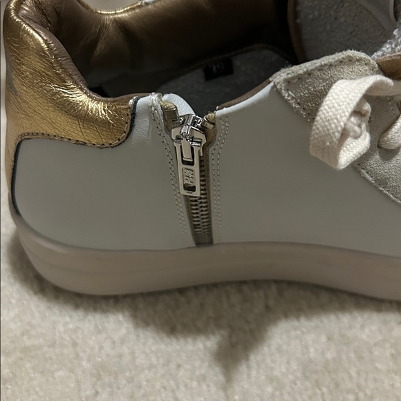 P448 White and Tan High-Top Sneakers